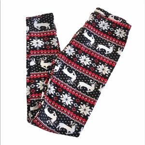 Just Cozy Red & Black Fleece-Lined Leggings